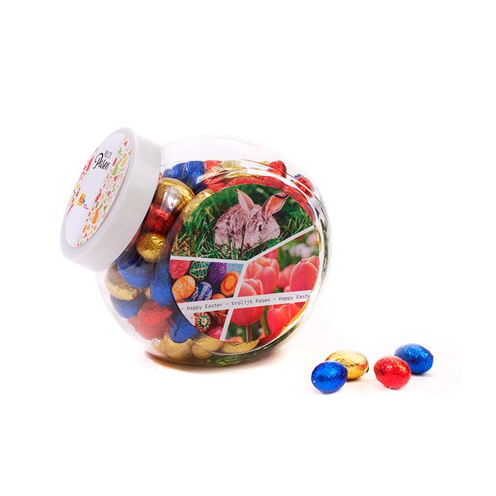 Grote snoeppot met paaseitjes
