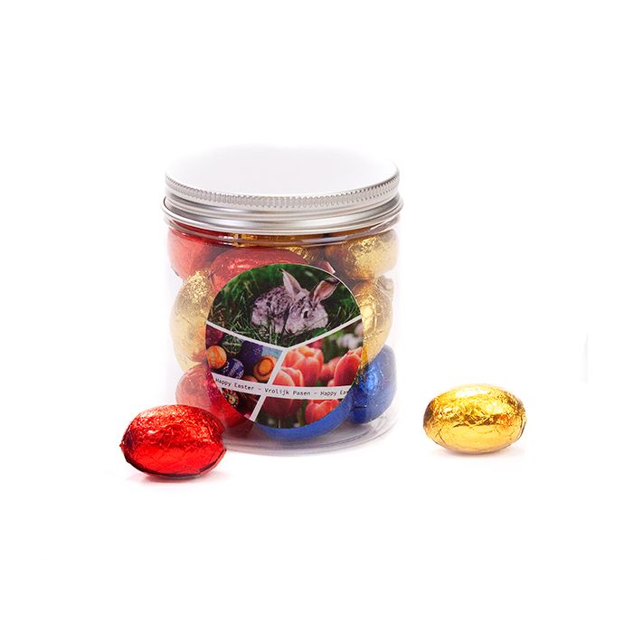 Paaseitjse in klein plastic potje