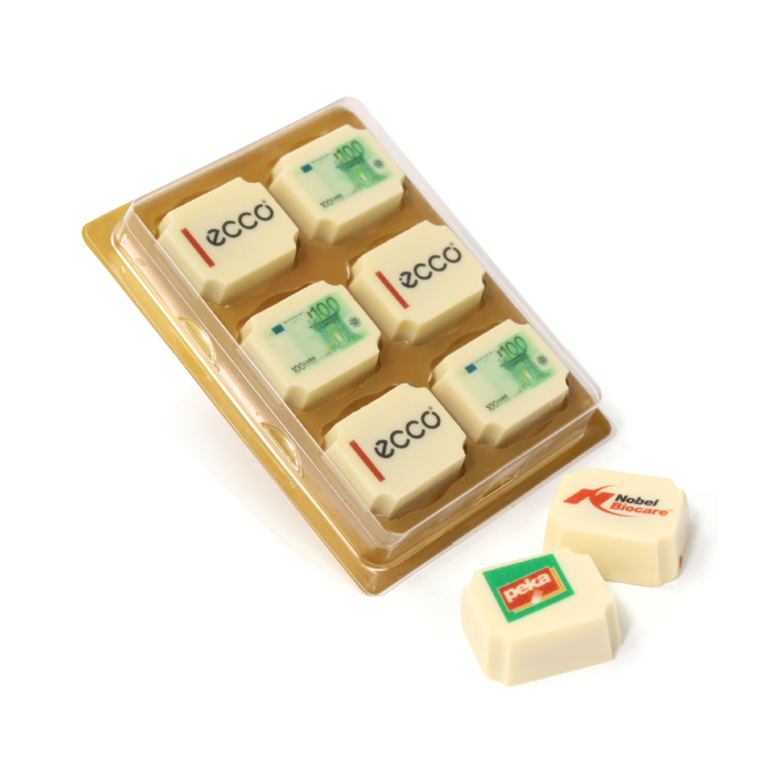 6 logo bonbons in doosje