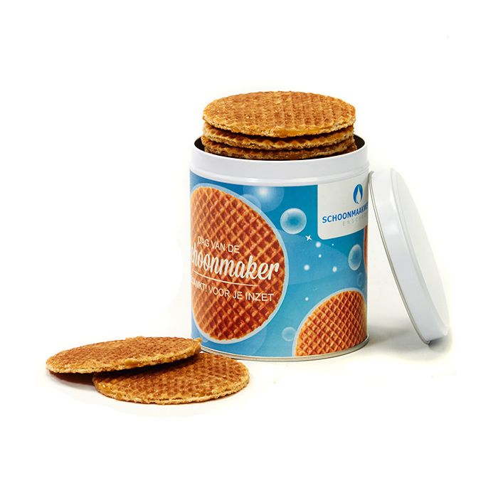 Stroopwafels in blik voor Dag van de Schoonmaker