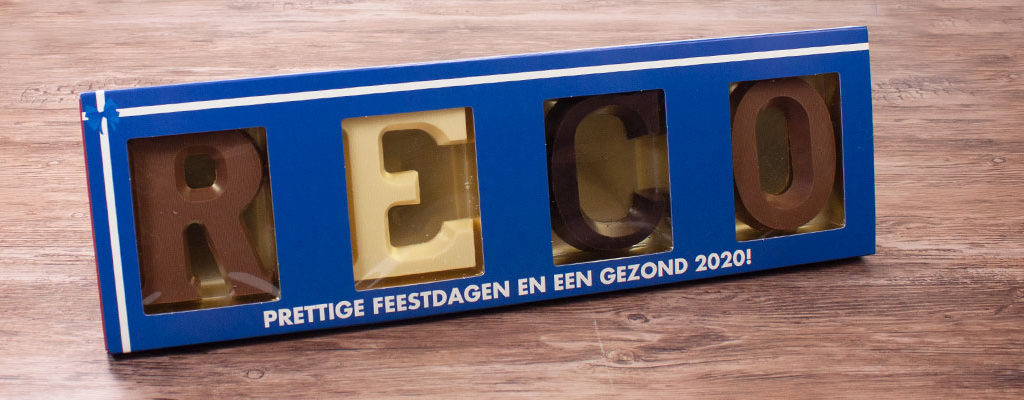 RECO geeft haar eigen naam in chocoladeletters
